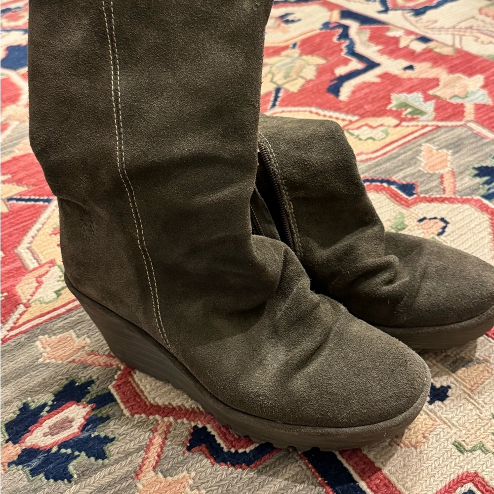 Fly London Brown Suede Zip Boots, 39